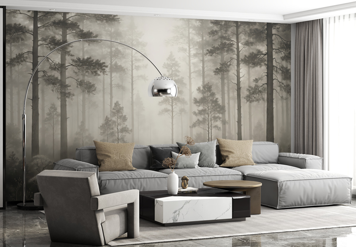 Fototapeta Las w oparach mgły