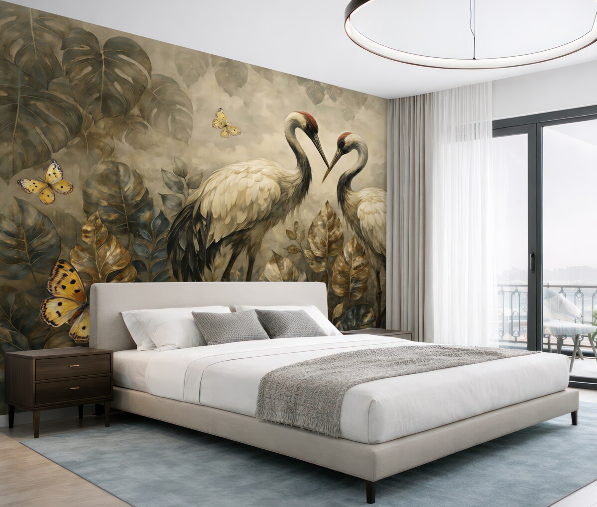 Fototapeta Dwa żurawie na teksturze w stylu grunge.