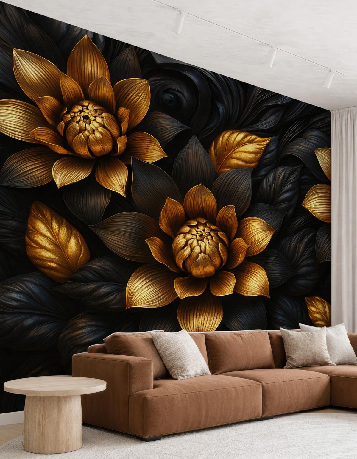 Fototapeta Ciemne, duże kwiaty.