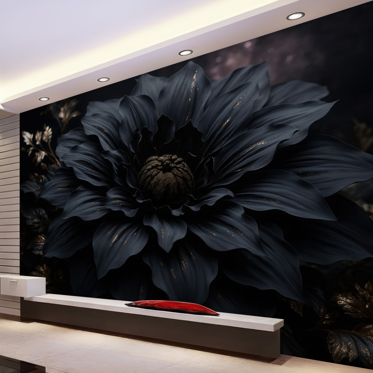 Fototapeta Czarny kwiat z dekoracją.