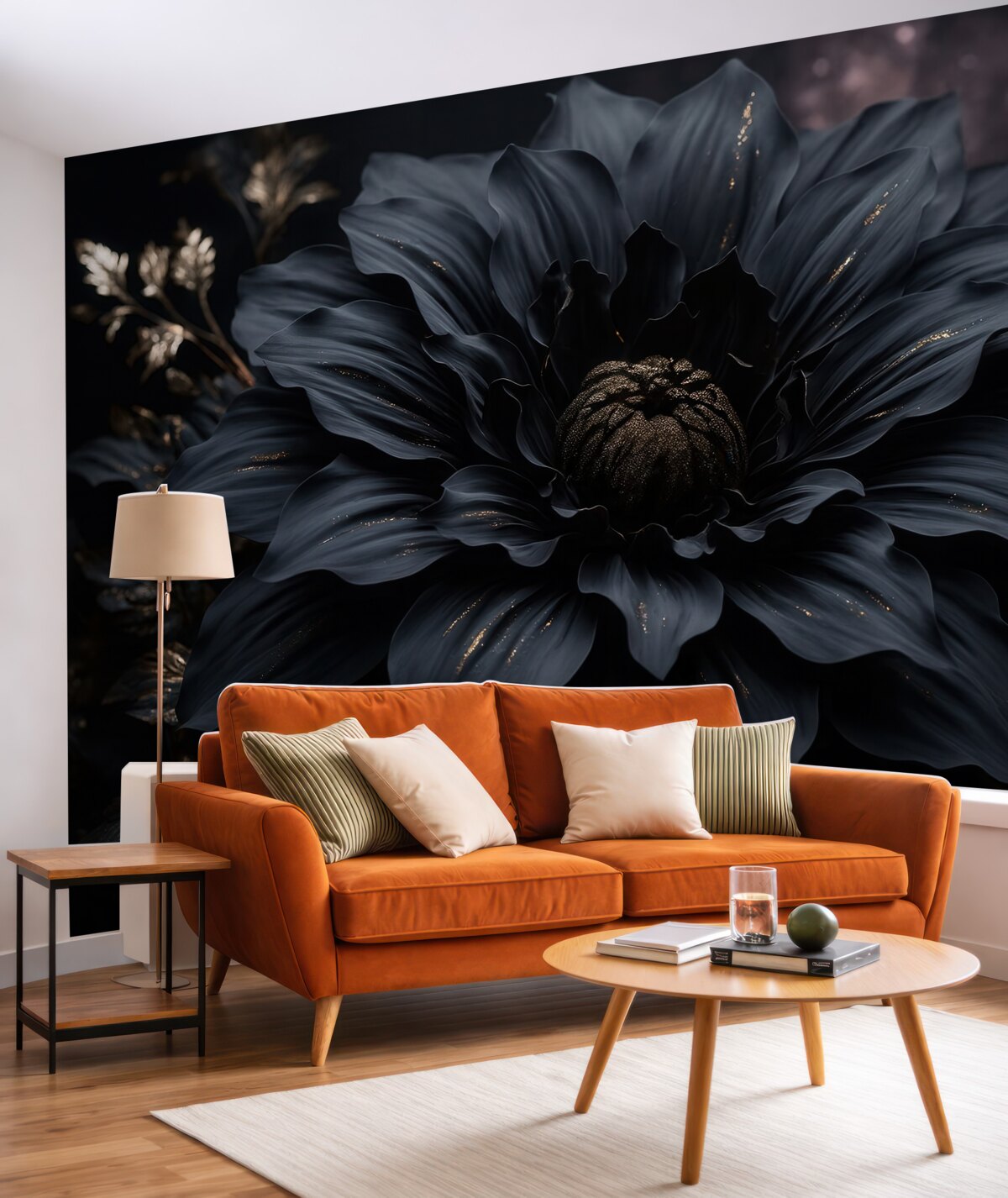 Fototapeta Czarny kwiat z dekoracją.