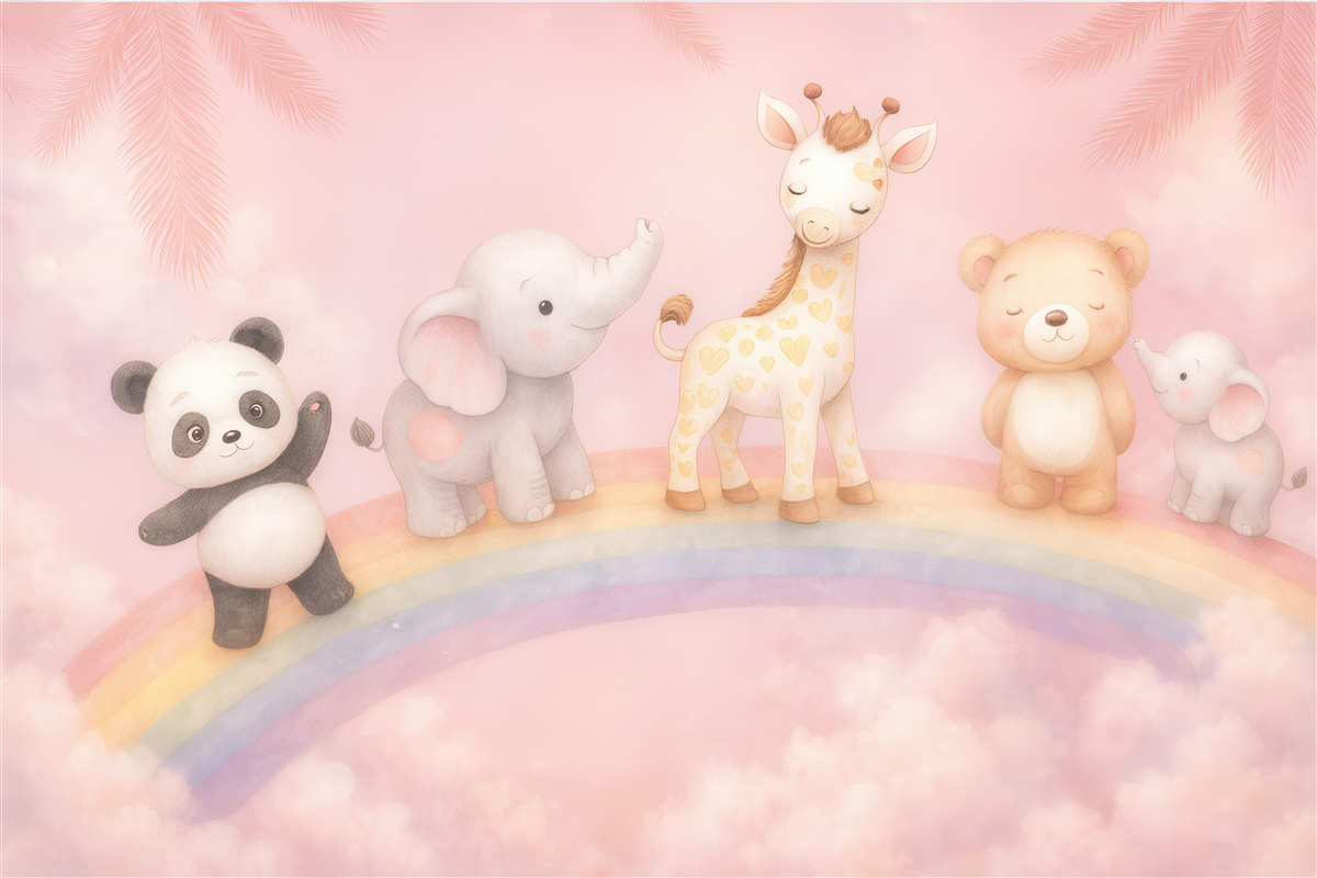 Fototapeta Zwierzęta na łuku tęczy.