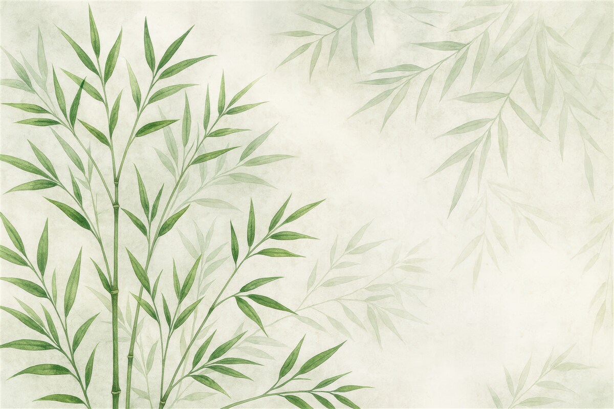 Fototapeta Liście bambusa przypominające trzciny.