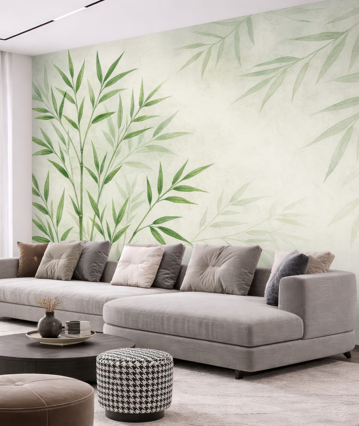 Fototapeta Liście bambusa przypominające trzciny.