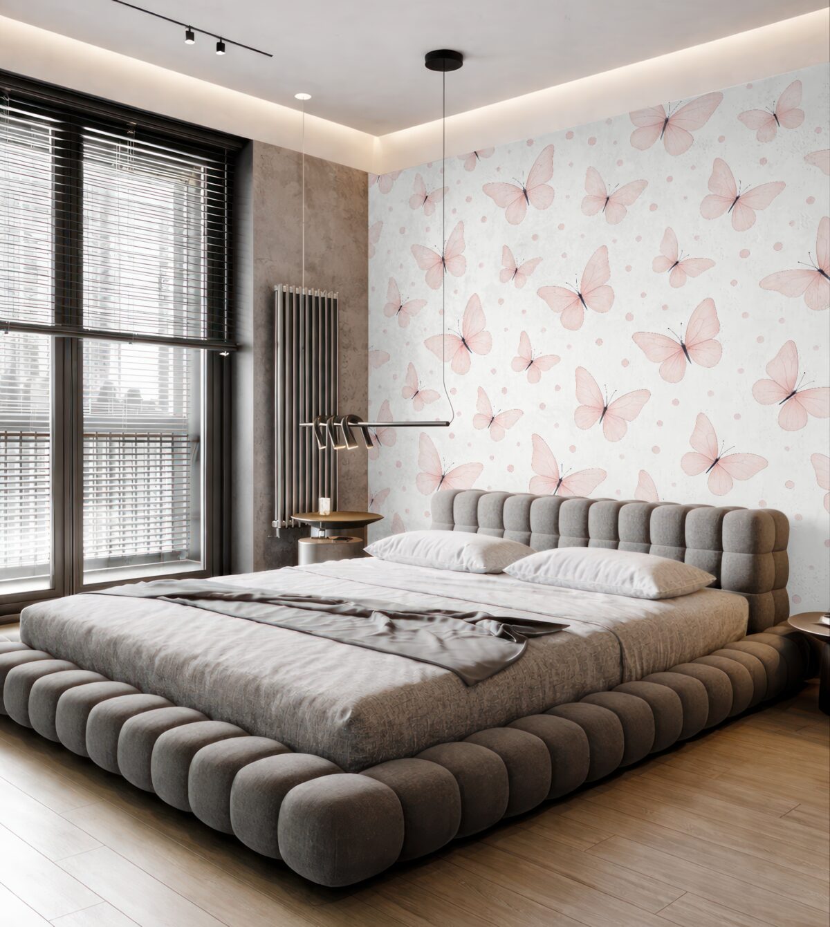 Fototapeta Malowana akwarelą różowe motyle.