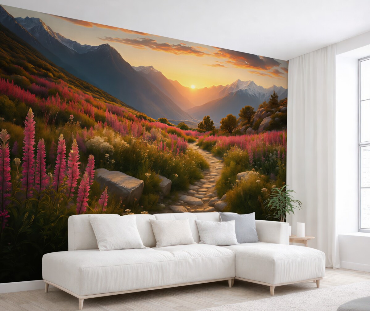 Fototapeta Czarujące kwiaty górskiego pejzażu.