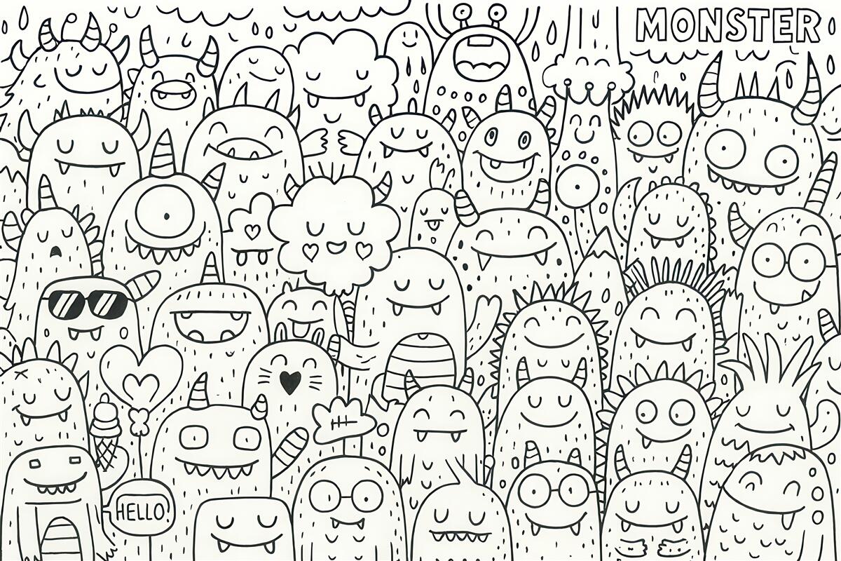 Fototapeta Kolorowanki do tapet Zabawne potwory dla dzieci