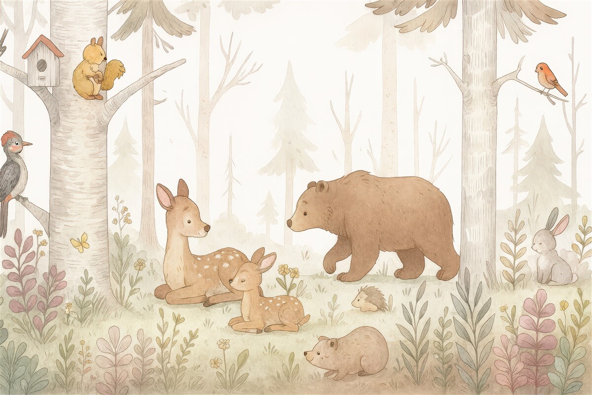 Fototapeta Leśni towarzysze, zabawne zwierzęta.