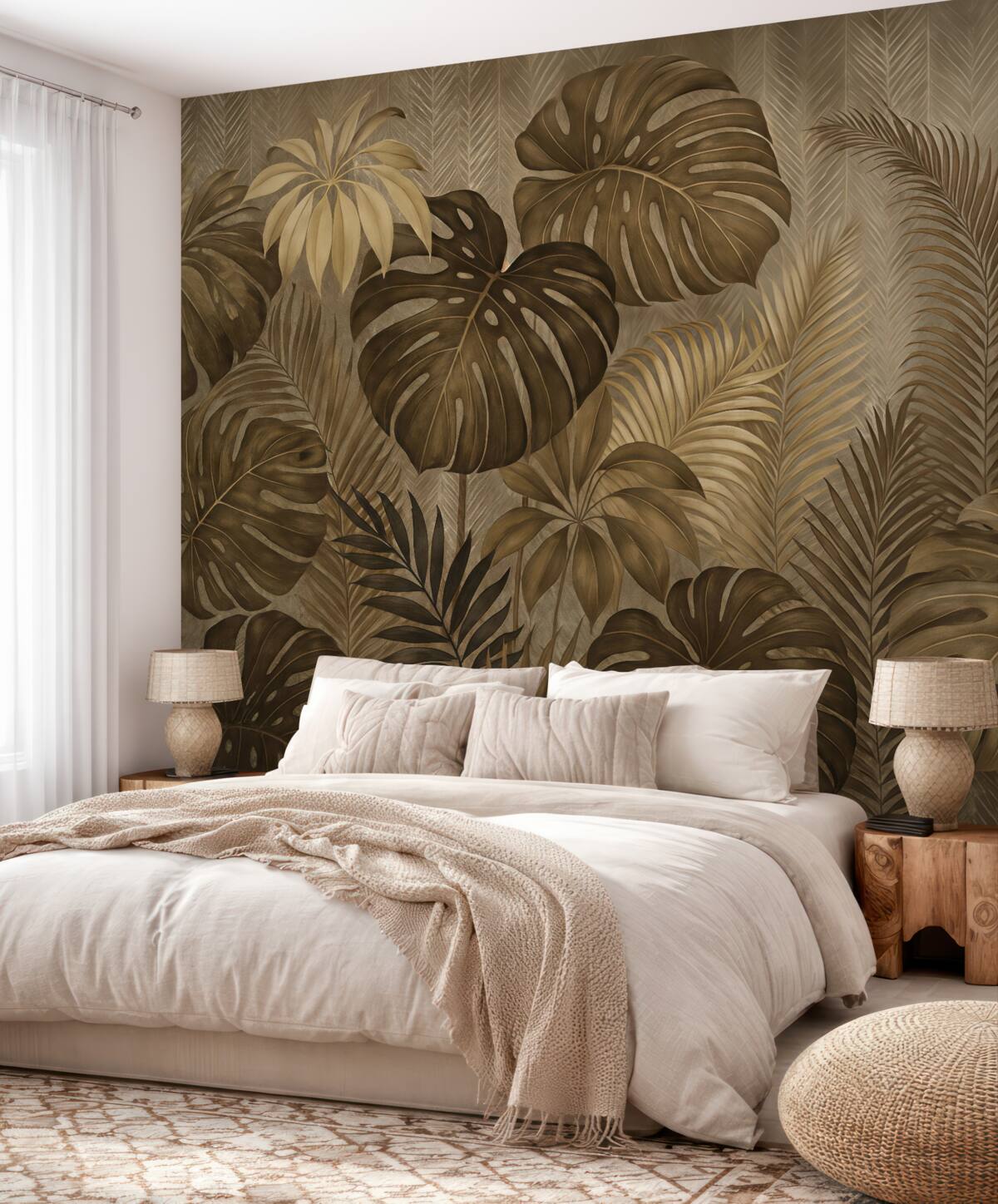 Fototapeta Liście tropikalne w estetyce grunge.