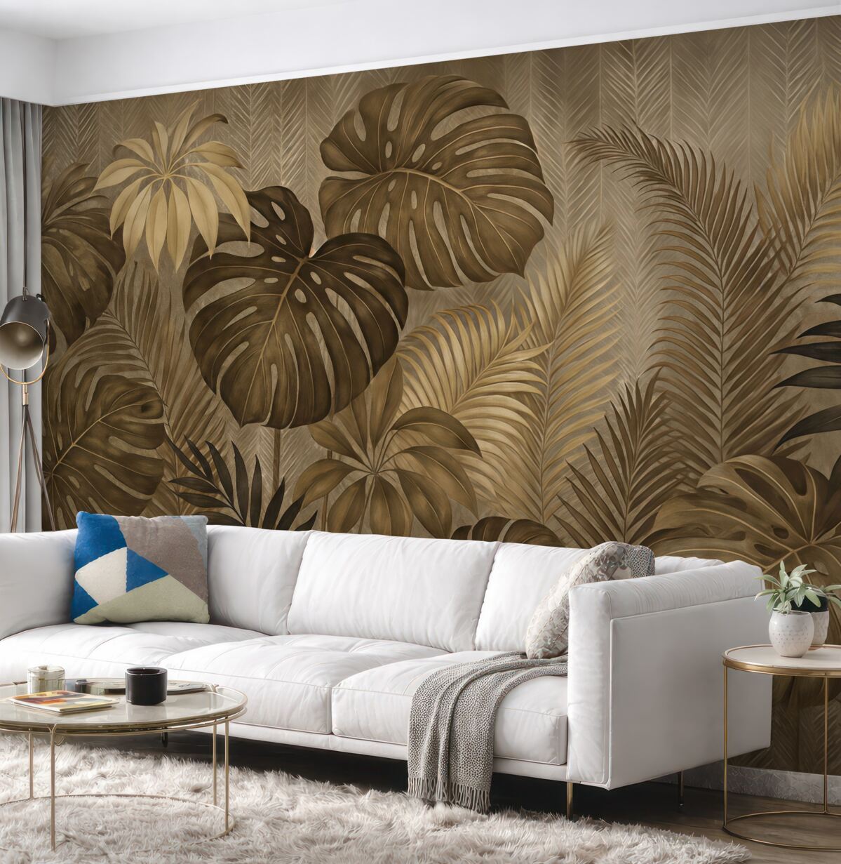 Fototapeta Liście tropikalne w estetyce grunge.