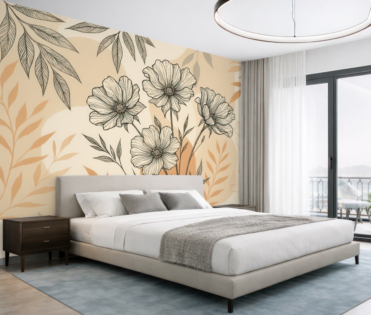 Fototapeta Znane tapety w stylu boho z roślinami.