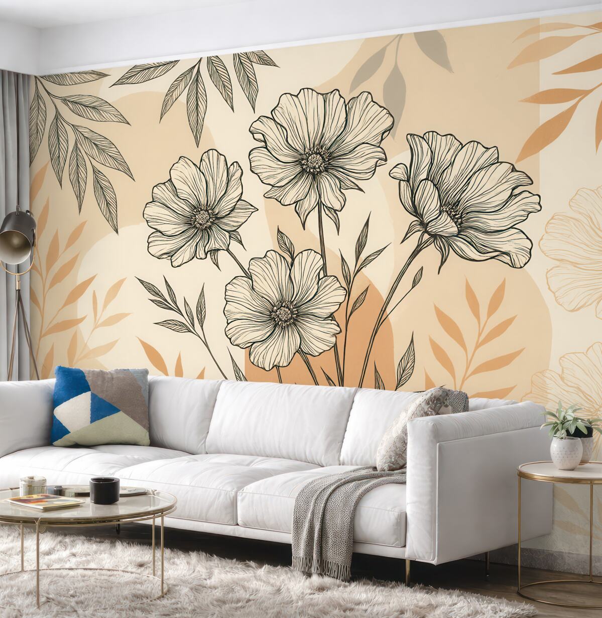 Fototapeta Znane tapety w stylu boho z roślinami.