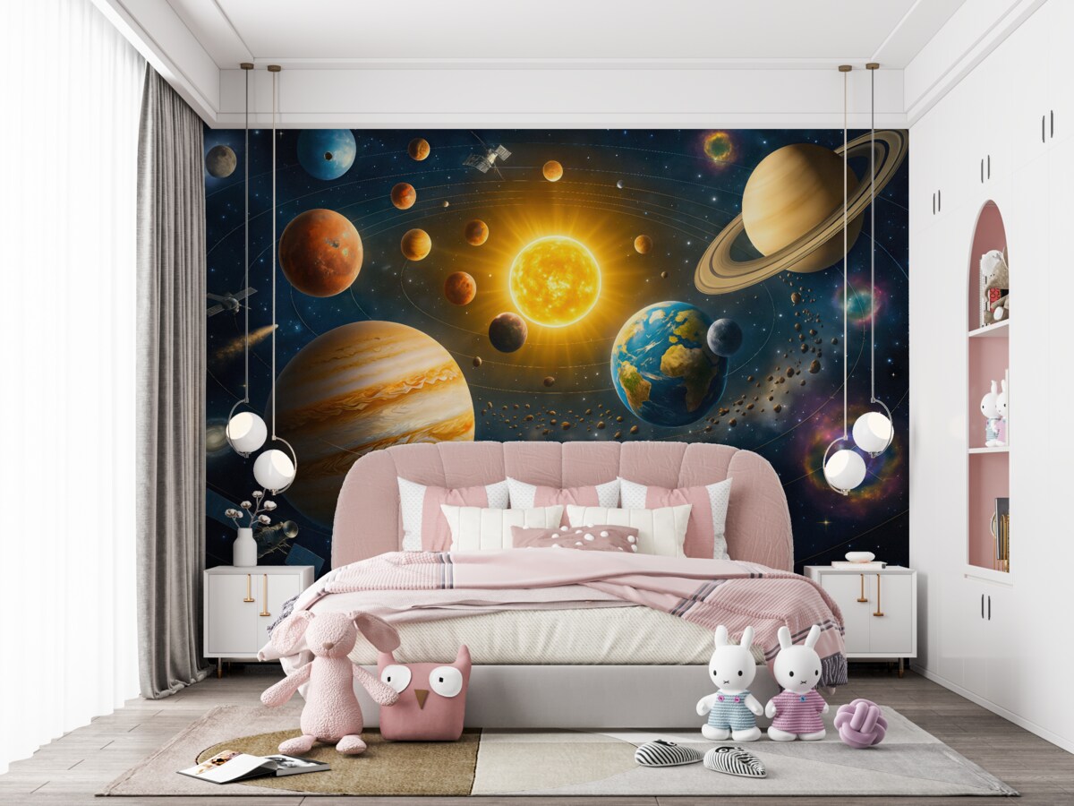 Fototapeta Urokliwa przestrzeń, system planetarny.