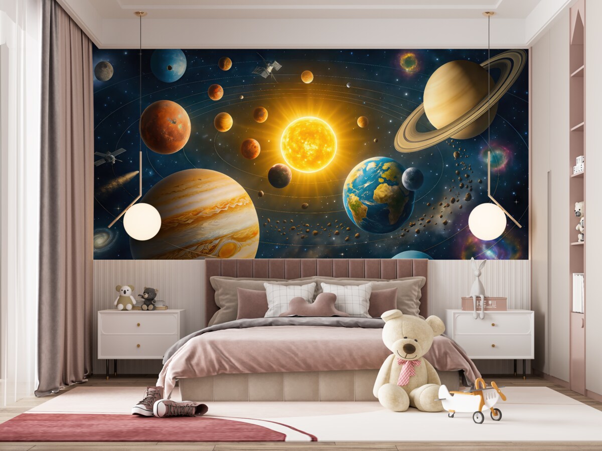 Fototapeta Urokliwa przestrzeń, system planetarny.