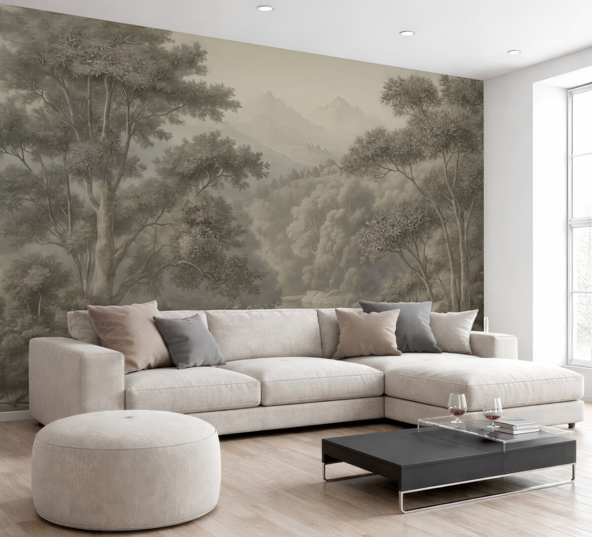 Fototapeta Tropikalny las w odcieniach szarości.