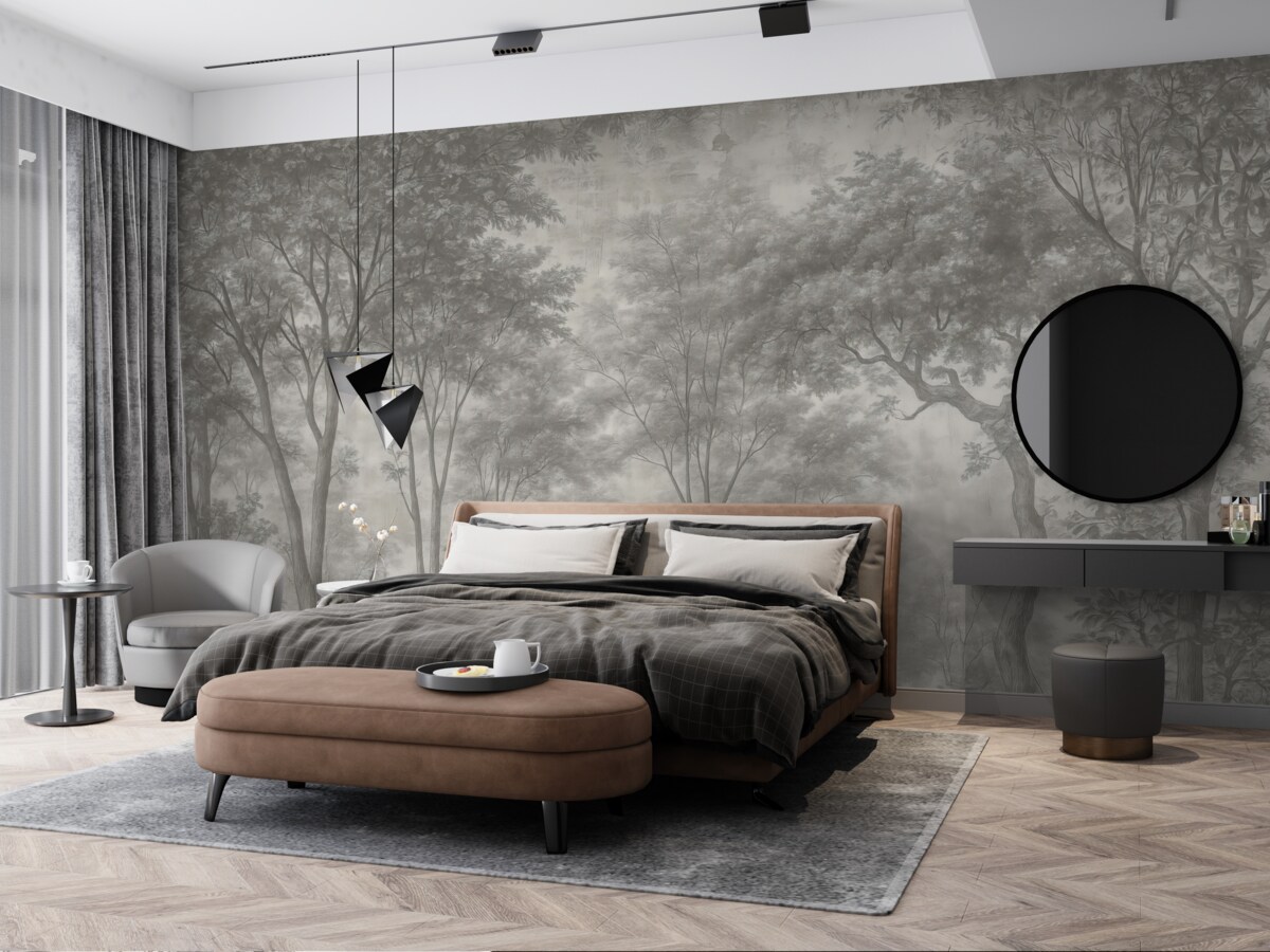 Fototapeta Malowanie lasu na skalnej ścianie.