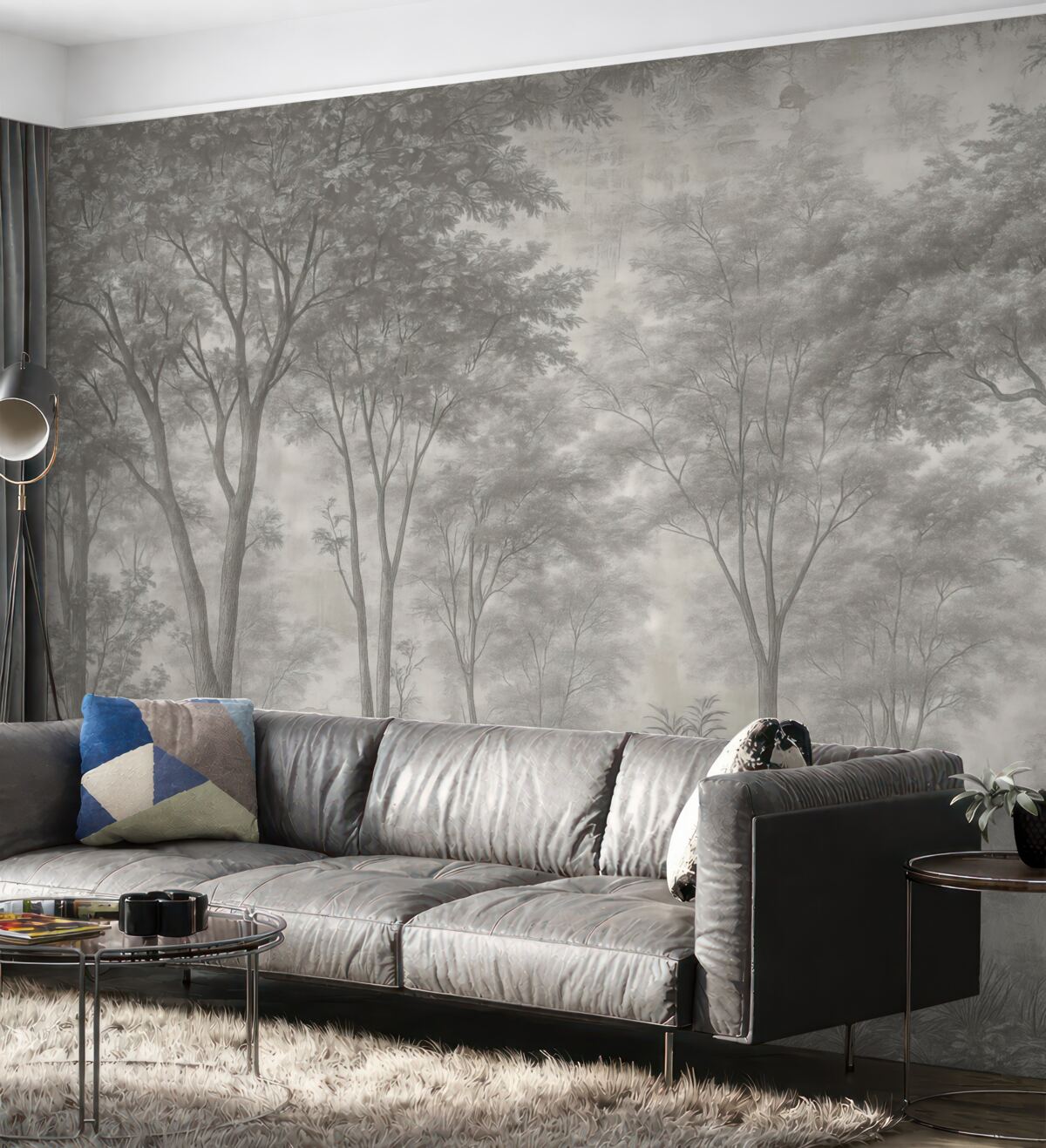 Fototapeta Malowanie lasu na skalnej ścianie.