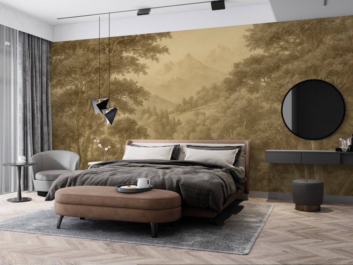 Fototapeta Las tropikalny w tonacjach brązu.