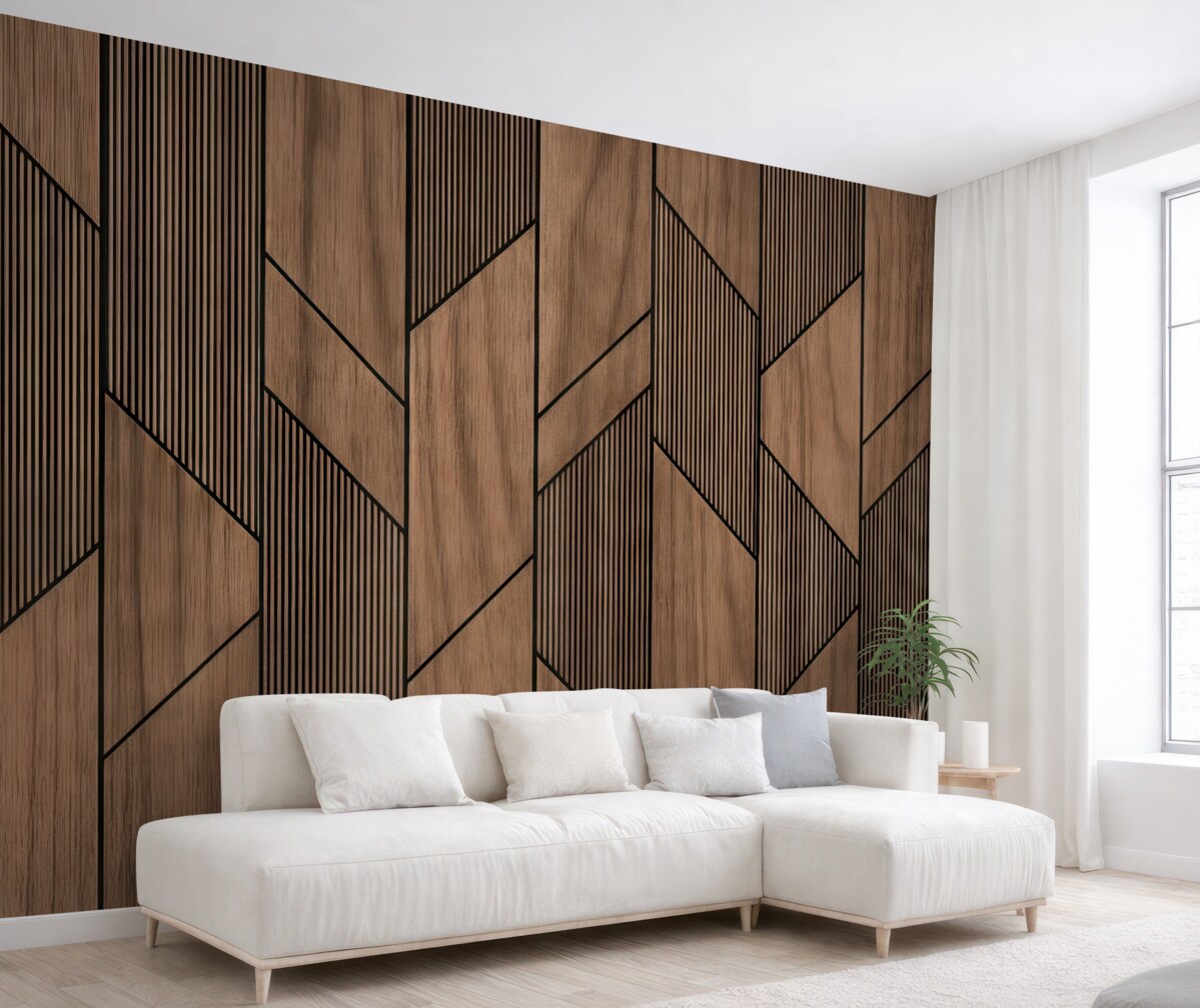 Fototapeta Panele geometryczne z teksturą drewna.