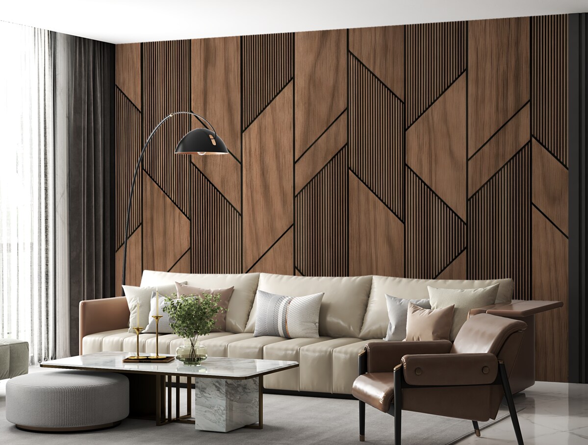 Fototapeta Panele geometryczne z teksturą drewna.