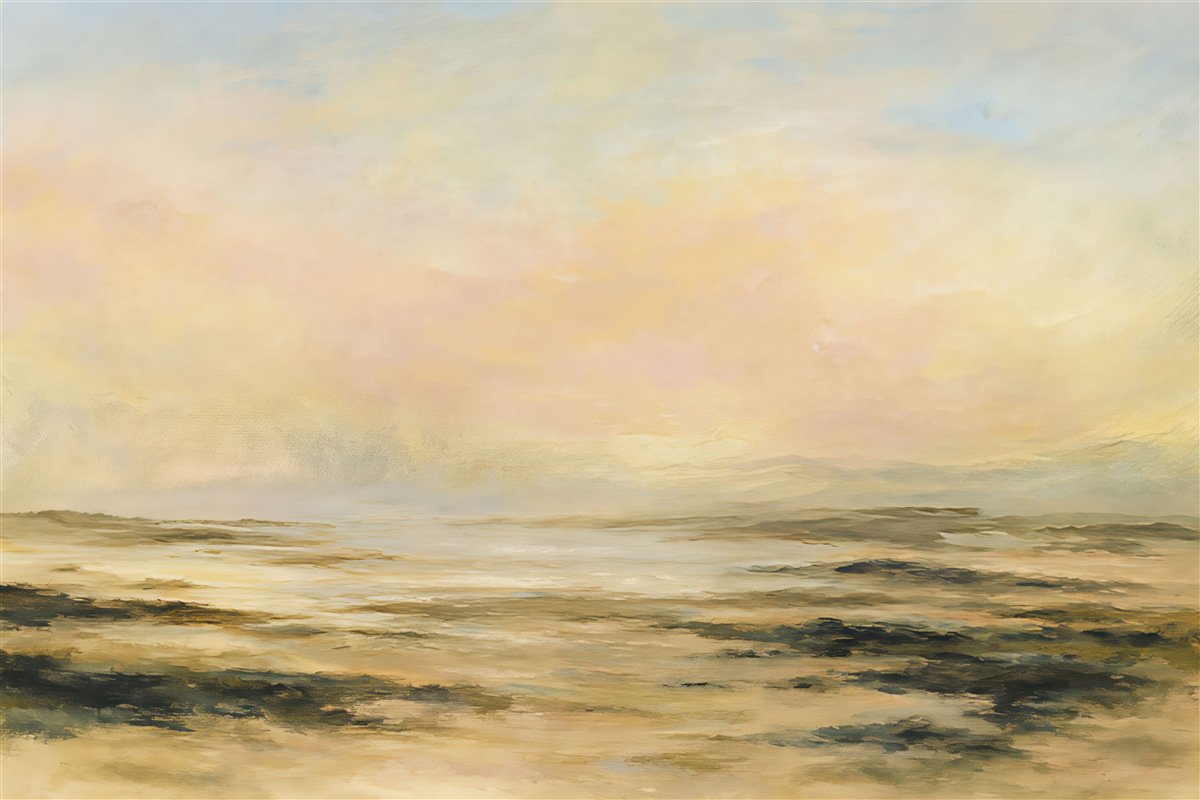 Fototapeta Zachód słońca na tropikalnym wybrzeżu, elegancki minimalizm i loft.