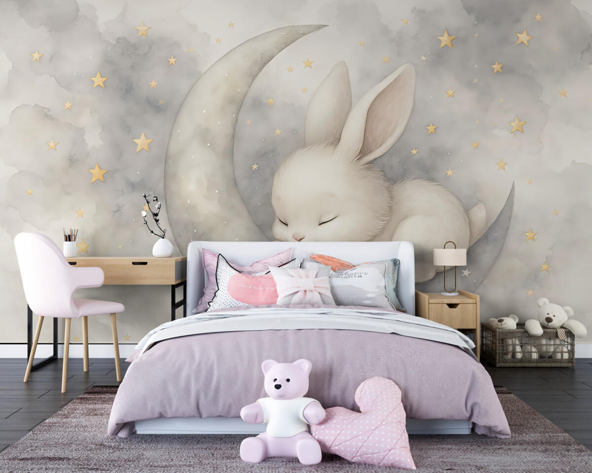 Fototapeta Senny króliczek w akwareli.