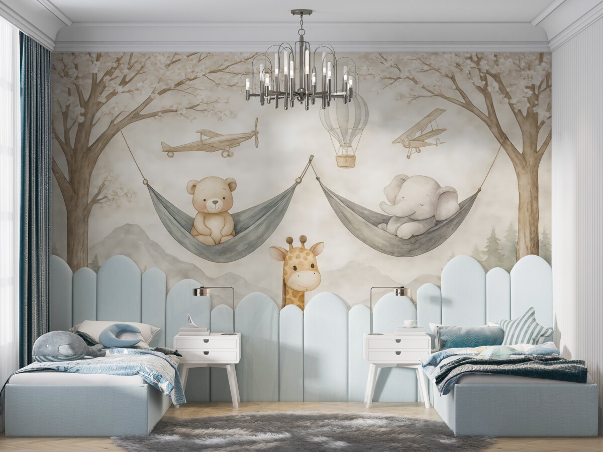 Fototapeta Cudowne stworzenia bujające się w hamaku w lesie.