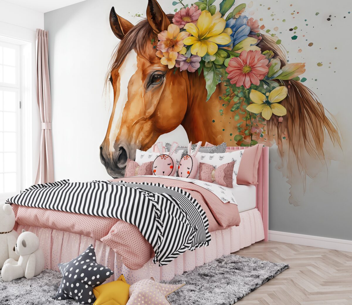 Fototapeta Koniec z kwiatami w akwareli.