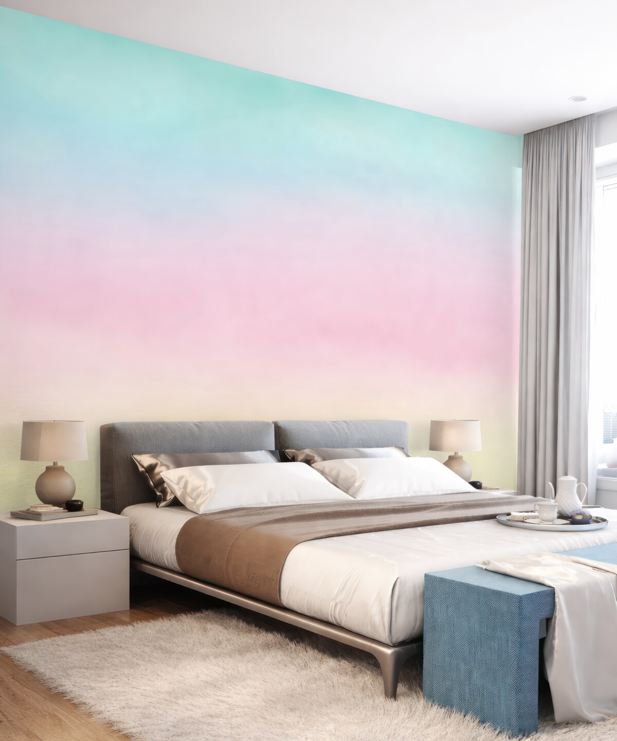 Fototapeta Ombre w różowo-niebieskiej stylistyce.