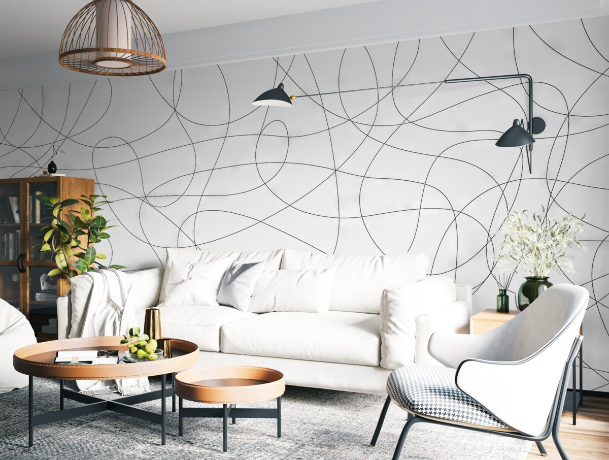 Fototapeta Elegancka tapeta z wzorem linii w stylu bohemy.