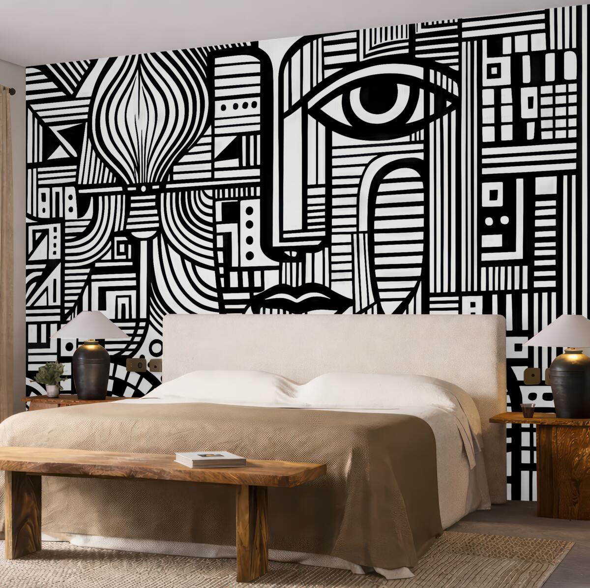 Fototapeta Abstrakcyjna czarno-skalna twarz.