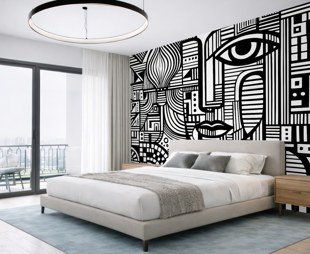 Fototapeta Abstrakcyjna czarno-skalna twarz.