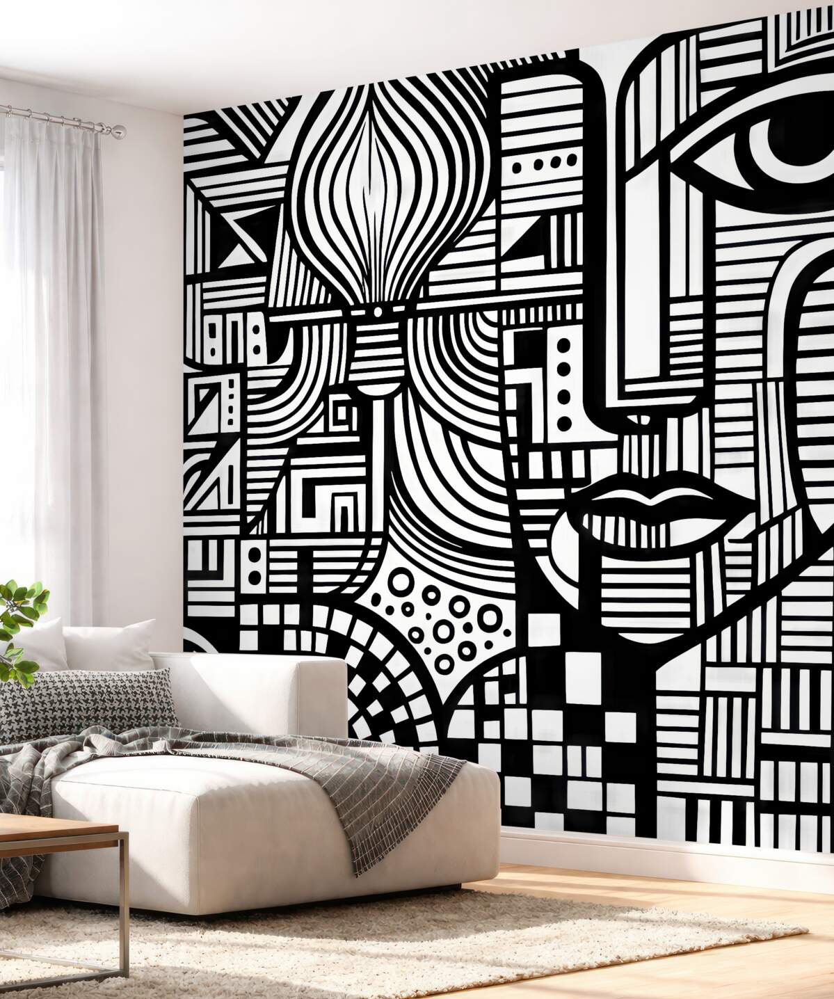 Fototapeta Abstrakcyjna czarno-skalna twarz.