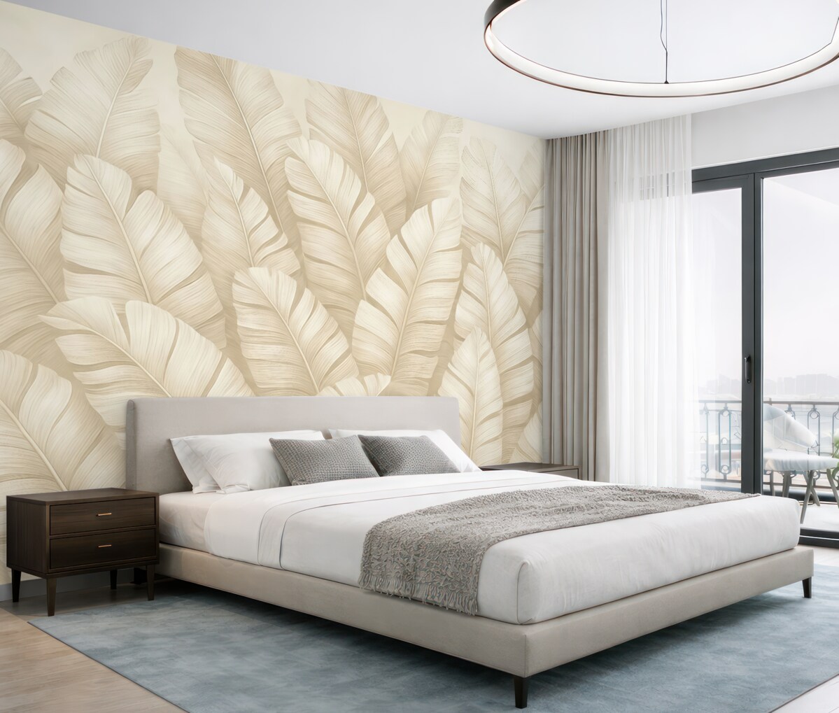 Fototapeta Stylowe tropikalne beżowe liście.