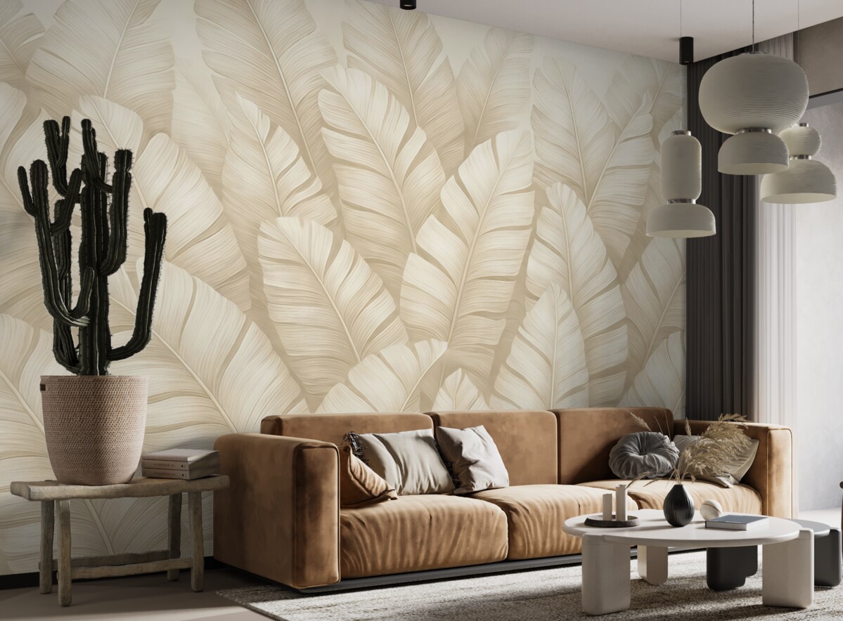 Fototapeta Stylowe tropikalne beżowe liście.