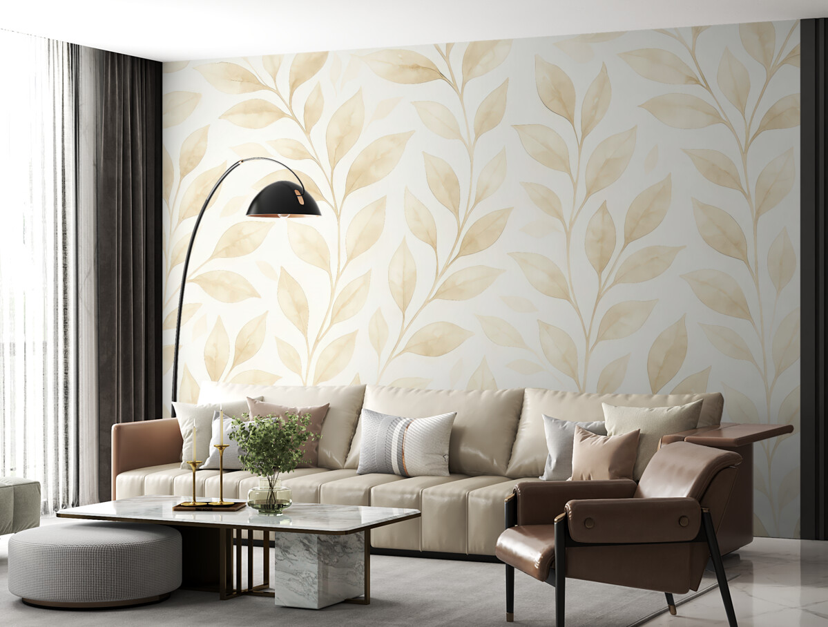 Fototapeta Liście malowane akwarelą.