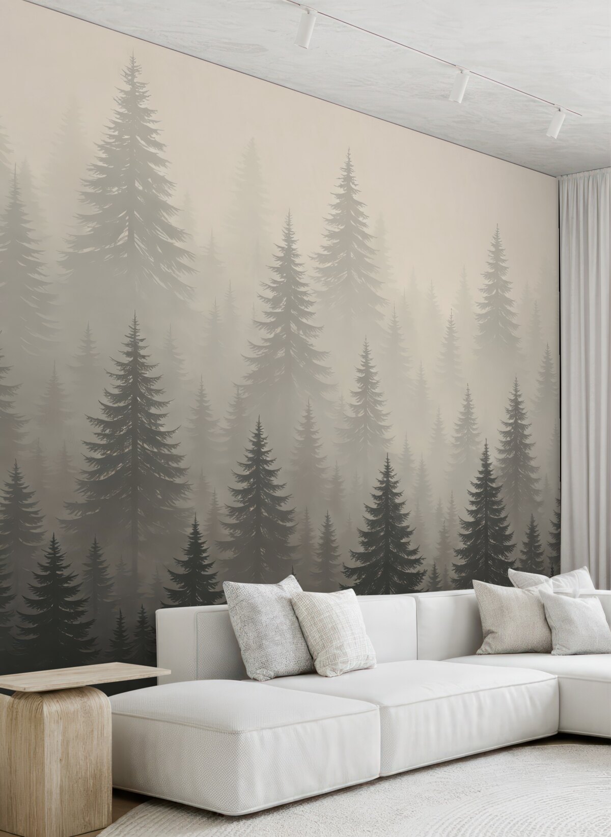 Fototapeta Jednokolorowa grafika wiecznie zielonego lasu.