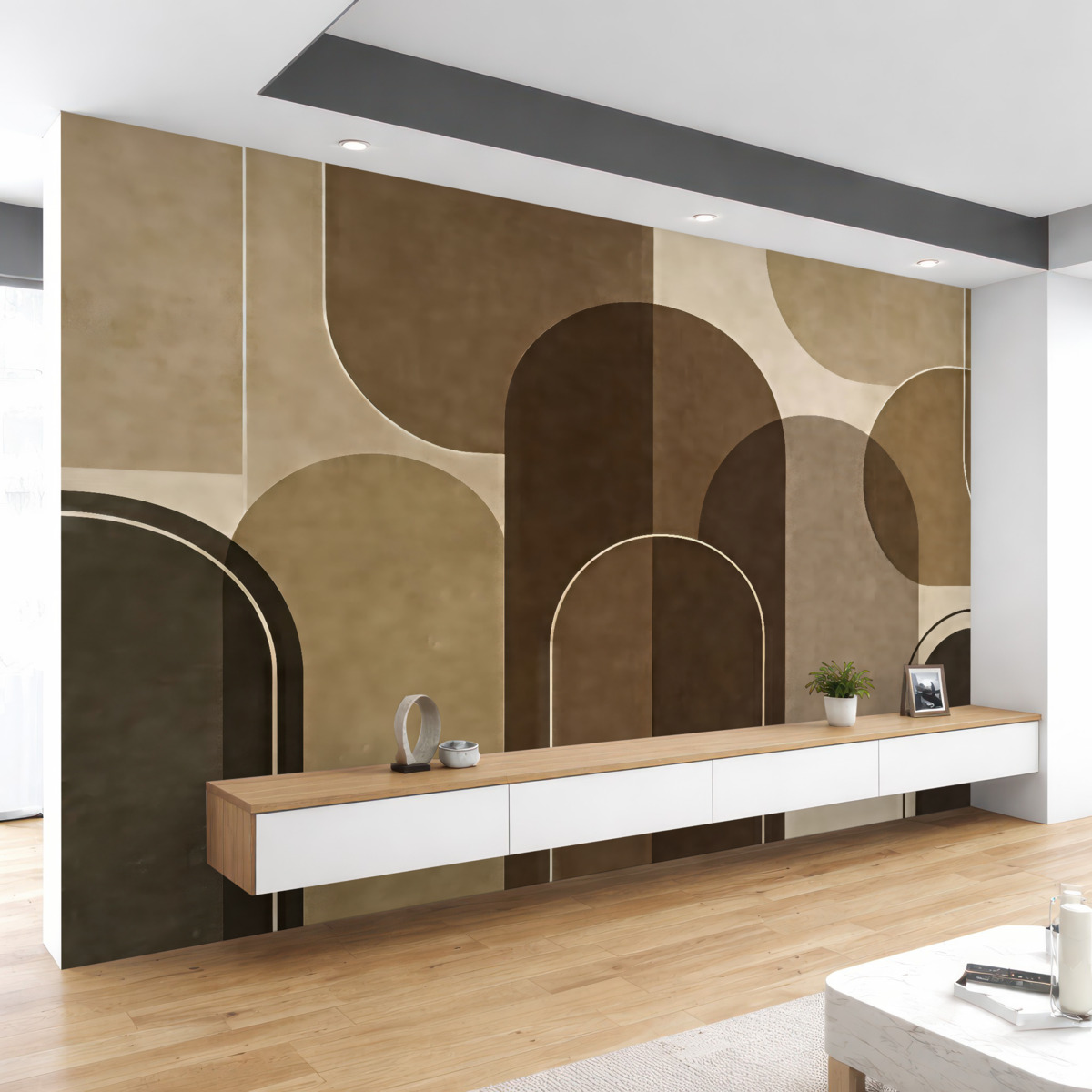 Fototapeta Beżowe łuki geometryczne.