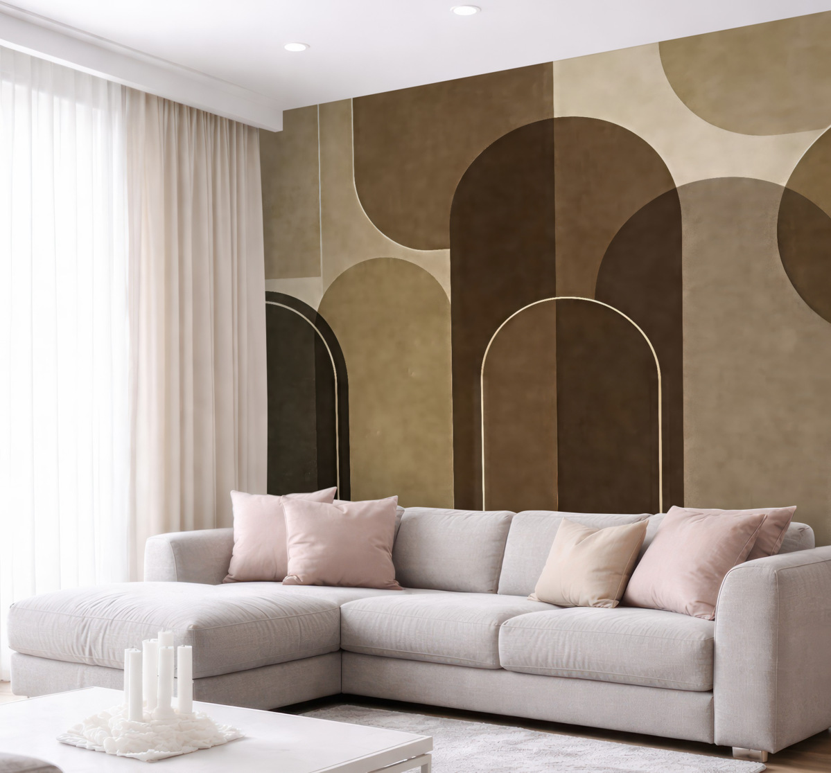 Fototapeta Beżowe łuki geometryczne.