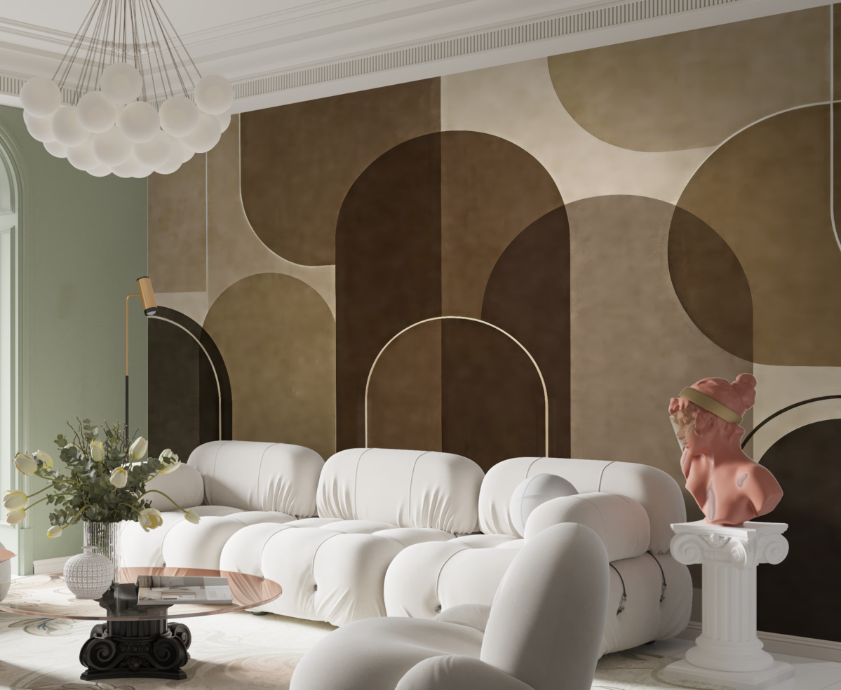 Fototapeta Beżowe łuki geometryczne.