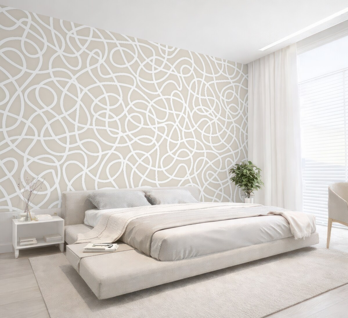 Fototapeta Styl boho w modnych liniach, minimalizm w odcieniach beżu.