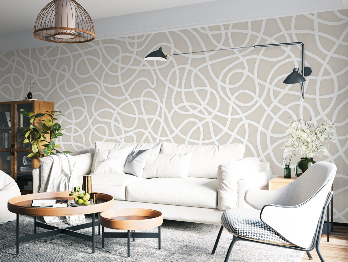 Fototapeta Styl boho w modnych liniach, minimalizm w odcieniach beżu.