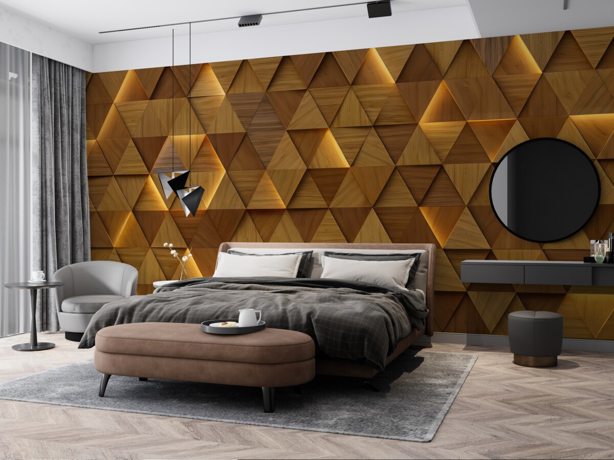 Fototapeta Klasyczne drewniane trójkąty z efektem 3D.