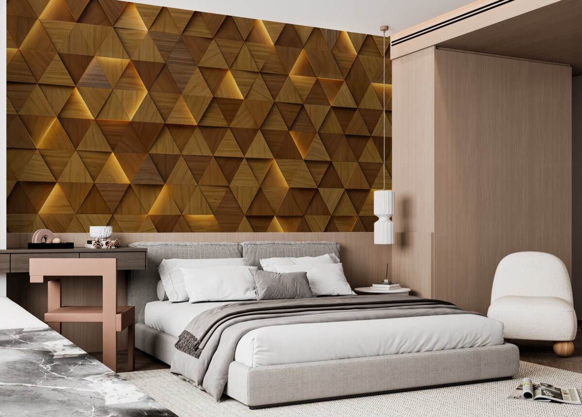 Fototapeta Klasyczne drewniane trójkąty z efektem 3D.