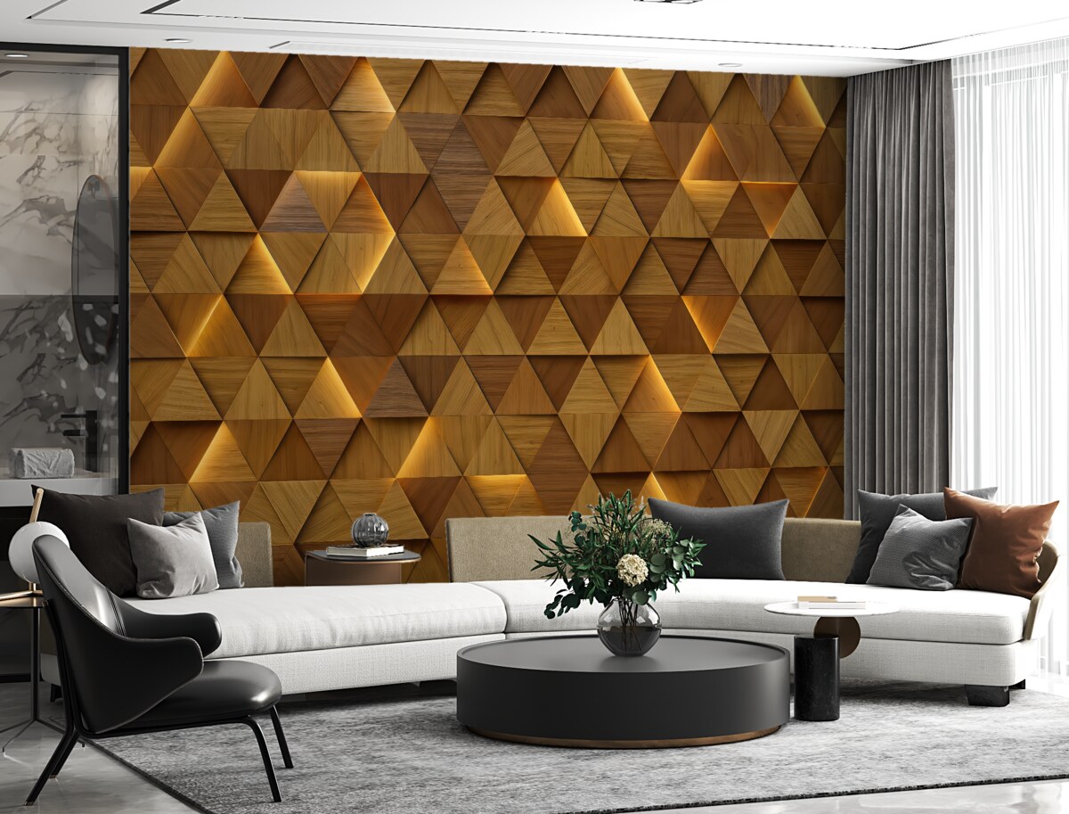 Fototapeta Klasyczne drewniane trójkąty z efektem 3D.