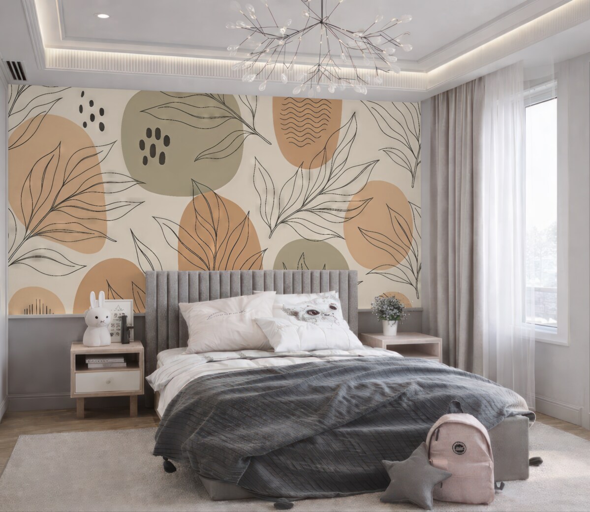 Fototapeta Liście tropikalne są malowane ręcznie w nieskończony wzór.