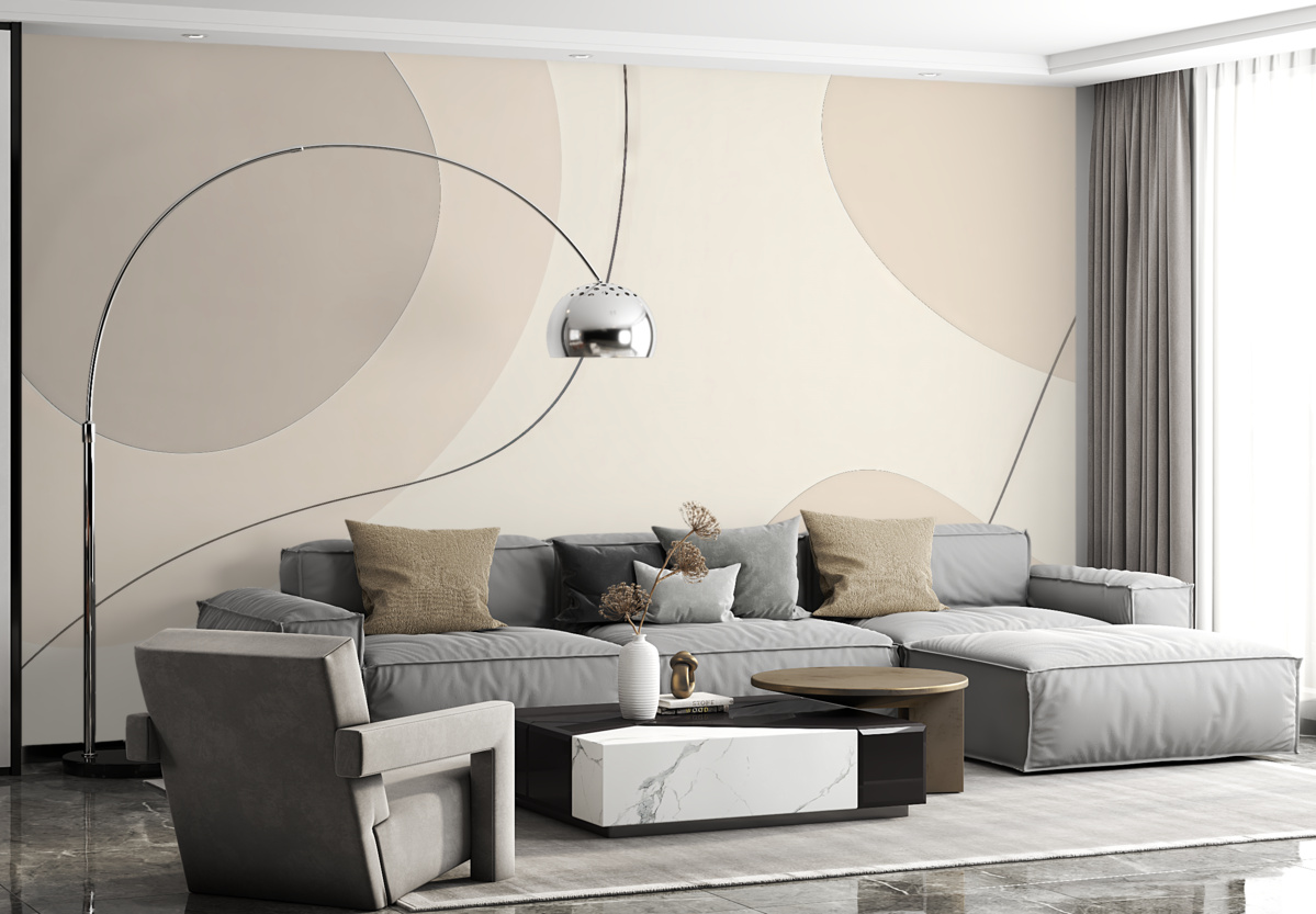 Fototapeta Stylowe beżowe abstrakcyjne płaszczyzny kolorów z gradientowymi paskami.