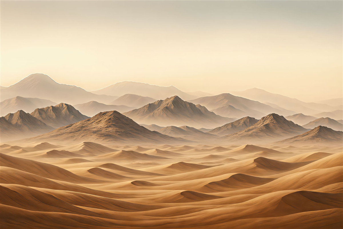 Fototapeta Górski pejzaż, pustynia, piaskowe odcienie, realizm.