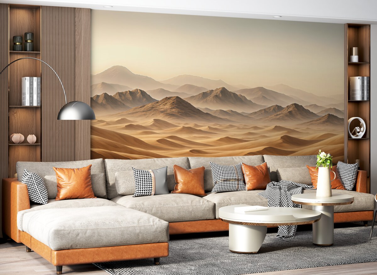 Fototapeta Górski pejzaż, pustynia, piaskowe odcienie, realizm.