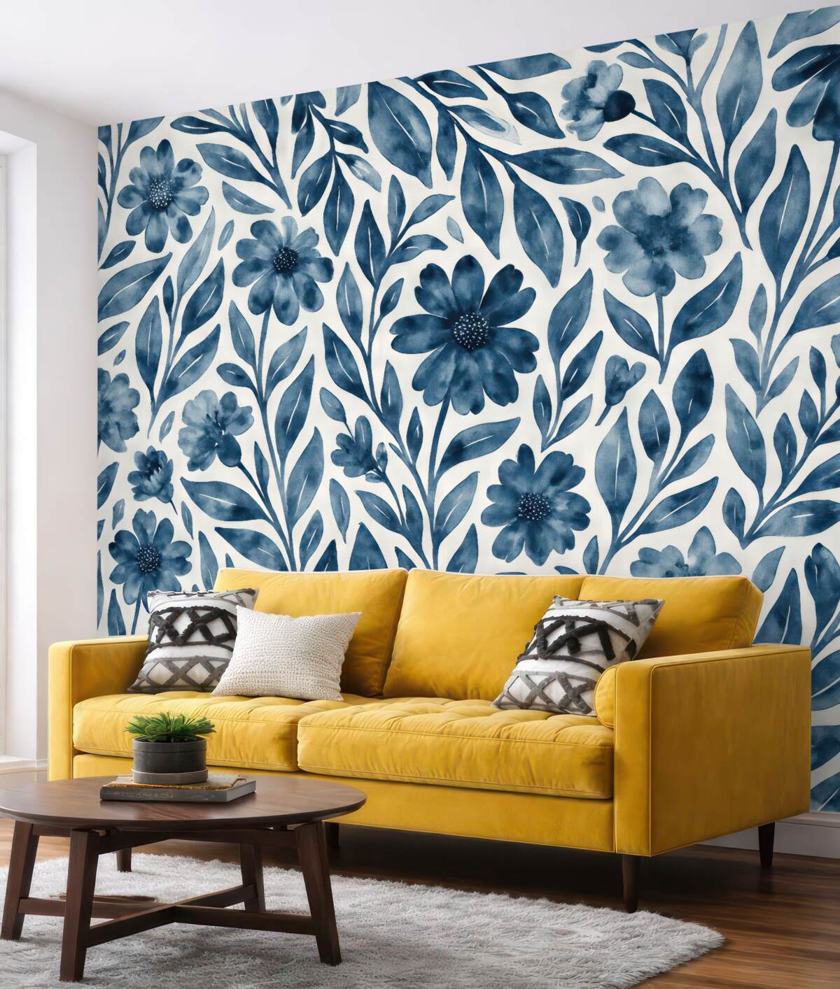 Fototapeta Stylowy kwiatowy motyw w odcieniach błękitu.